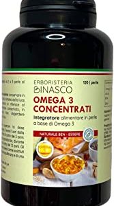 OMEGA 3 CONCENTRATI, Olio di Pesce 2250mg alto dosaggio, 120 Capsule Softgel di Omega-3, (durata 120 giorni), 1200mg EPA e 600mg DHA - Erboristeria Bi