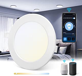 Aigostar Faretti LED da Incasso Intelligenti ultrasottili, 12W. Compatibile con Alexa e Google. Luce dimmerabile da 3000-6500K. Controllo Vocale, Cont