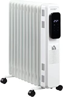 HOMCOM Radiatore a Olio a 11 Elementi, 3 Livelli di Riscaldamento, Timer e Temperatura Regolabile, 50.5x24x63cm, Bianco