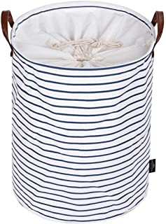 DOKEHOM 22-Inches Ispessimento Raggruppabili Round Stoccaggio Paniere, Cotone (Blu, XL)