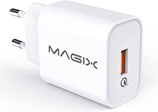 MAGIX Quick Charge 3.0 18W 3A, Caricabatterie USB da muro AC 100-240V a DC 6V 9V 12V (compatibile Qc 1.0 2.0) (bianco)