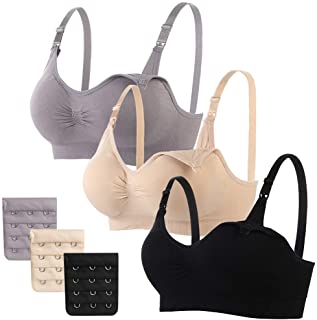 MoneRffi 3 PCS Reggiseno Allattamento con Estensione Reggiseno Bra Donna Premaman Morbido e Traspirante Reggiseno Senza Ferretto e Senza Cuciture Supp