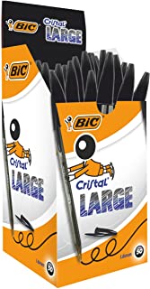 BIC Nere Penne a Sfera, Cristal Large , Ottimi per la Scuola, con Punta Ampia (1.6 mm), Confezione da 50, Fornitura per Scrivere in Ufficio e a Casa