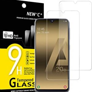 NEW'C 2 Pezzi, Vetro Temperato Compatibile con Samsung Galaxy A20e, Pellicola Prottetiva Anti Graffio, Anti-Impronte, Durezza 9H, 0,33mm Ultra Traspar