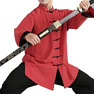 HFCY Tai Chi Abbigliamento Donna Uomo Costume di Arti Marziali Tangzhuang Giacca Uomo Donne Abbigliamento Kung Fu,Red-M