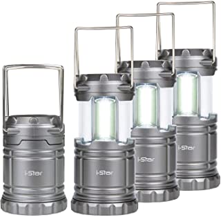 Lampada Campeggio Lanterna LED, 4 Lanterne Portatili Alimentate a Batteria, Luci Campeggio Pieghevole, di Emergenza, per Tenda, Trekking, Giardino