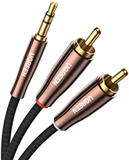 UGREEN Cavo Adattatore 3,5mm a 2RCA Maschio Audio Stereo per Connessione tra Smartphone, MP4 Player, Tablet ad Altoparlante, Amplificatore, DVD, Home