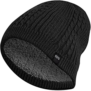 Amazon Brand - Eono Beanie Cappelli Invernali Berretti per Uomo e Donna Berretto Cappello Invernale Morbido e Caldo Unisex (Nera Fodera in Pile)