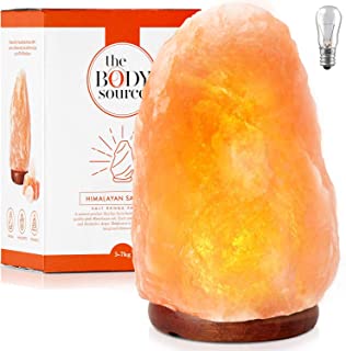 Lampada di Sale Himalayano (5-7 kg) con Varialuce, Completamente Naturale e Realizzata a Mano con Base in Legno