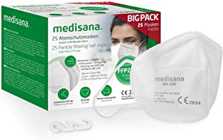 medisana FFP2 maschera di protezione respiratoria, maschera antipolvere RM 100, 25 pezzi, in sacchetto PE con clip, certificato CE2834 - EU 2016/425