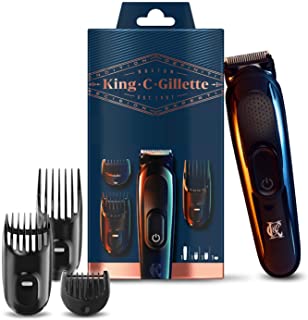 King C Gillette Kit Regolabarba Uomo, 1 Testina, 3 Pettini Regolatori, 1 Spazzolina, 1 Caricatore, Rasoio Barba Elettrico, Idea Regalo San Valentino,