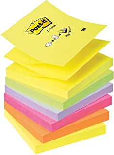 Post-it Z-Notes Ricarica Foglietti Adesivi Colorati per Dispenser, Set di 6 Blocchetti Riposizionabili per Memo, Note, Appunti, Formato 76x76 mm, Colo