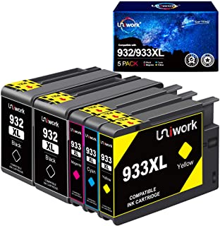 Uniwork 932 933XL Cartucce d'inchiostro Compatibili per HP 932 933 932XL 933XL per HP Officejet 6600 6700 7510 7612 7110 6100 (2 Nero, 1 Ciano, 1 Mage