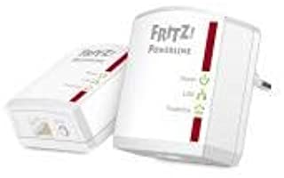 AVM FRITZ! Powerline 510E Kit di 2 Adattatori, Fino a 500 Mbit/s, Porta Fast Ethernet, Plug and Play, Eco Mode, Istruzioni in Italiano, Bianco/Rosso