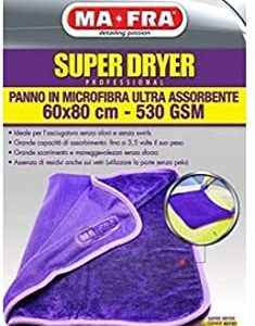 Ma-Fra, Super Dryer, Panno in Microfibra Superfine, ad Alto Grado di Assorbimento e Resistenza, nel Maxi Formato da 60x80cm