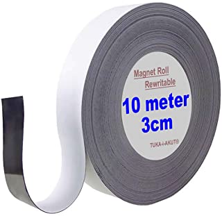 TUKA 10m x 30mm x 1mm Nastro Magnetico per Etichettare, Riscrivibile Ritagliabile Cancellabile Banda Magnetica Segni di Identificazione, per Lavagna B