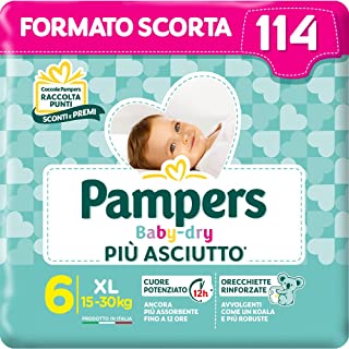 Pampers Baby Dry Extralarge, 114 Pannolini, Taglia 6 (15-30 kg)