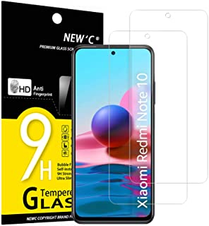 NEW'C 2 Pezzi, Vetro Temperato per Xiaomi Redmi Note 10, Note 10S, Note 10 5G Pellicola Prottetiva Anti Graffio, Anti-Impronte, Senza Bolle, Durezza 9