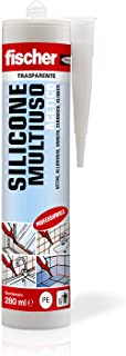 Fischer Silicone Acetico Multiuso SAM 280 Trasparente, Sigillante Antimuffa per Vetro, Alluminio, Smalto, Ceramica, Adatto per Bagno e Cucina, 9351