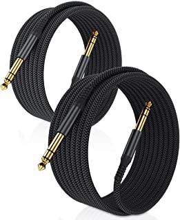 Cavo Audio Jack da 6.3 mm 3M [2-Pezzi],Cavo Nylon Stereo da 6.35mm a 6,35mm TRS Maschio,Cavi Jack Connettor da 1/4 bilanciato Cable per Strumenti,Chit