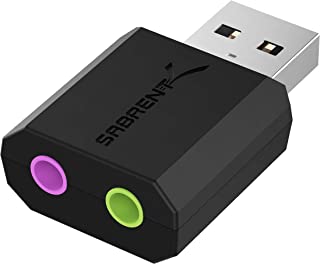 Sabrent Adattatore USB Audio Esterno Stereo per Windows e Mac. Plug & Play Nessun driver necessario. [Nero] (AU-MMSA)