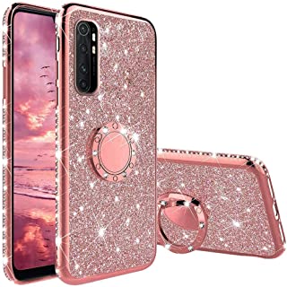 XTCASE Cover Glitter per Xiaomi Mi Note 10 Lite Custodia, Brillantini Diamanti Case con Supporto Anello Girevole a 360 Gradi Ultra Sottile Morbido TPU