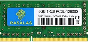 RASALAS 8GB 1Rx8 PC3L-12800S DDR3L 1600MHz SODIMM DDR3 RAM 1.35V CL11 204-Pin PC3-12800 Memoria Laptop portatile