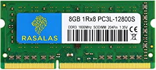 RASALAS 8GB 1Rx8 PC3L-12800S DDR3L 1600MHz SODIMM DDR3 RAM 1.35V CL11 204-Pin PC3-12800 Memoria Laptop portatile