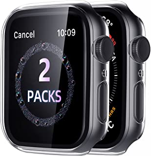 Migeec Cover Compatibile con Apple Watch Series 6 5 4 SE 44mm con Protezione per Schermo in Vetro Temperato, Protettivo Totale Ultra Sottile, Traspare