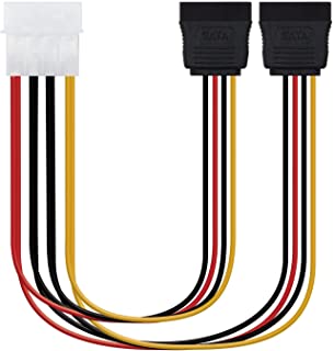 NANOCABLE 10.19.0101-OEM - Cavo SATA Alimentatore MOLEX a 2 SATA, 4 Pin/M-2xSATA / H, Maschio-Femmina, 20 cm