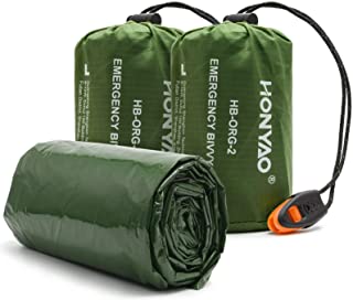 HONYAO Sacco a Pelo d'Emergenza, Coperta di Sopravvivenza Riutilizzabile con Fischietto, Coperta di Isolamento Termico di Primo Soccorso per Outdoor C