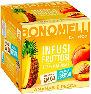 Bonomelli, Infusi Fruttosi, Ananas e Pesca, Ingredienti 100% Naturali, Gusto Dolce e Vellutato, Infusione a Caldo e a Freddo, Confezione da 12 Filtri