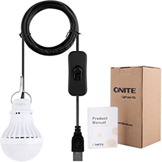 Onite Lampada da Campeggio, Lampadine LED Portatili USB per Tende da Campeggio con Gancio per Appendere, Luce Lanterna di Emergenza Impermeabile da Es