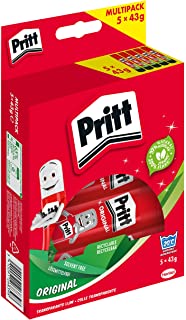 Pritt Colla Stick 5 X 43 gr, Colla per Bambini Sicura e Affidabile, Colla Pritt per Lavoretti e Fai da te, con una Tenuta Forte per Uso Scuola e Uffic