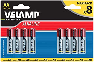 Velamp LR6/8BP Blister di 8 Pile Alcaline Stilo LR6 AA, 1.5V, Rosso