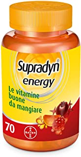 Supradyn Energy Integratore Multivitaminico Alimentare Completo, con Vitamine A, B, C, D, E e Coenzima Q10 contro la Stanchezza, 70 Caramelle Gommose,