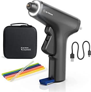 Wiha Zai Home, pistola per colla a caldo batteria, set con bastoni da 7 mm, custodia, senza fili, piccola il fai te bambini, luce LED, durata di risca