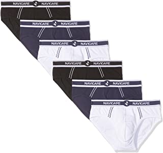 Navigare 314 Slip, Multicolore (Bianco/ Nero/ Blu/ Grigio), Medium (Taglia produttore:4), Pacco da 6, Uomo