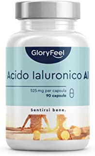 Integratore Acido Ialuronico 525mg ad Alto Dosaggio, Acido Ialuronico per Pelle, Articolazioni e Ossa, Acido Ialuronico Puro con 500-700 kDa per Capsu