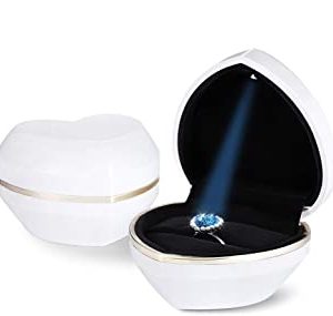Shouyi, Scatola per anello con luce a LED, scatola regalo per collana o anello di fidanzamento, a forma di cuore, per proposta, fidanzamento, matrimon