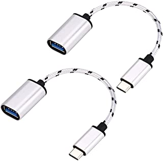 Cavo USB Tipo C(Confezione da 2), Cavo adattatore USB C maschio a USB tipo A femmina Sync Data Hub Convertitore funzione OTG Nylon Intrecciato Cavo da