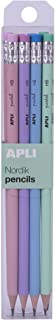 APLI 18824 - Confezione da 8 matite in grafite HB con gomma nella parte superiore - Colori pastello