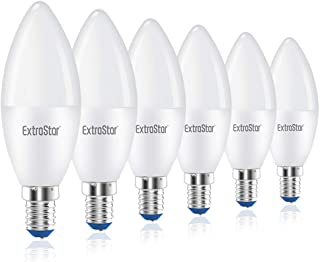 EXTRASTAR Lampadine LED Candela,E14,8W Equivalenti a 64W,3000K,luce bianca calda,Confezione da 6