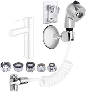 Doccetta per Lavandino o Bidet con Ventosa Orientabile e 5 Adattatori | Doccino Multifunzione | Set Soffione Doccia per Bagno, Cucina, Casa Vacanza |