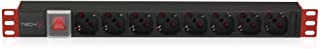 Techly Professional 025725 Multipresa 8 Posti da Rack 19" Connettore C14 con Interruttore 1 U Nero/Rosso