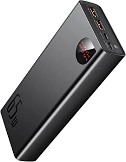 Baseus Batteria esterna, caricatore portatile USB C 65 W 20000 mAh, PD 3.0 QC 4.0 Batteria a tre uscite a ricarica rapida con display LED per iPhone 1