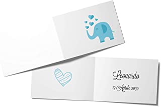 110 Biglietti Bomboniera Elefante Azzurro Battesimo