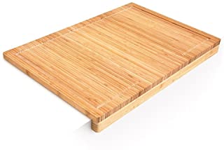 BAKAJI Tagliere Piano di Lavoro in Legno di Bambu per Tagliare Tritare Verdura Carne e Alimenti Dimensione 56 x 38 x 5 cm Colore Bamboo Naturale