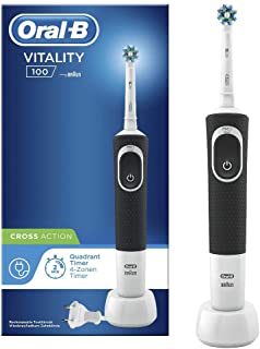 Oral-B Vitality 100 Spazzolino Elettrico Ricaricabile, 1 Manico Nero, 1 Testina di Ricambio CrossAction