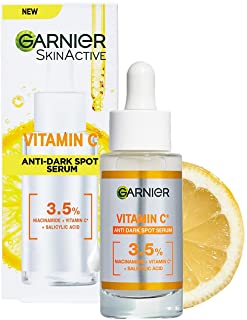 Garnier Siero Vitamina C Anti-Macchie, Illuminante e Rimpolpante, Arricchito con Vitamina C, Niacinamide e Acido Salicilico, Pelle Libera dalle Macchi